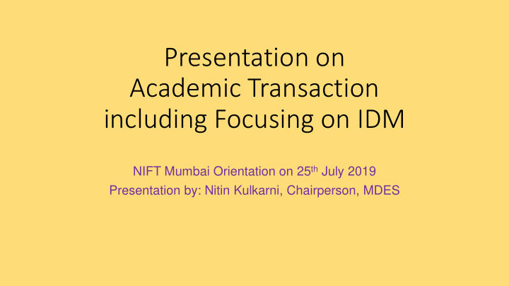 presentation on academic transaction including focusing