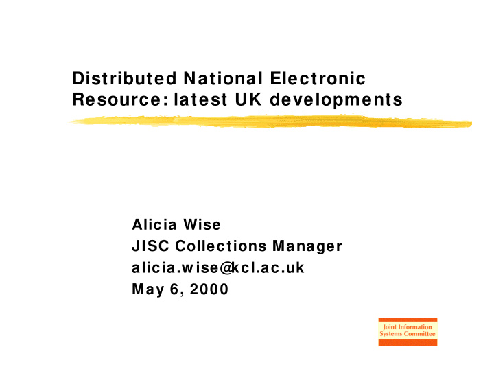 distributed national electronic resource latest uk