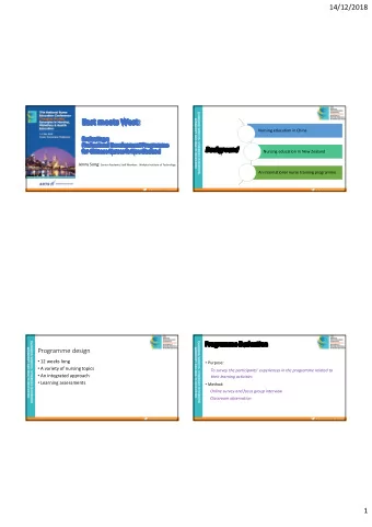 East meets West:  Nursing education in China  Evaluating a  Professional Development Programme