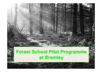 Forest School Pilot Programme  at Bramley  What is Forest School?  An inspirational process that