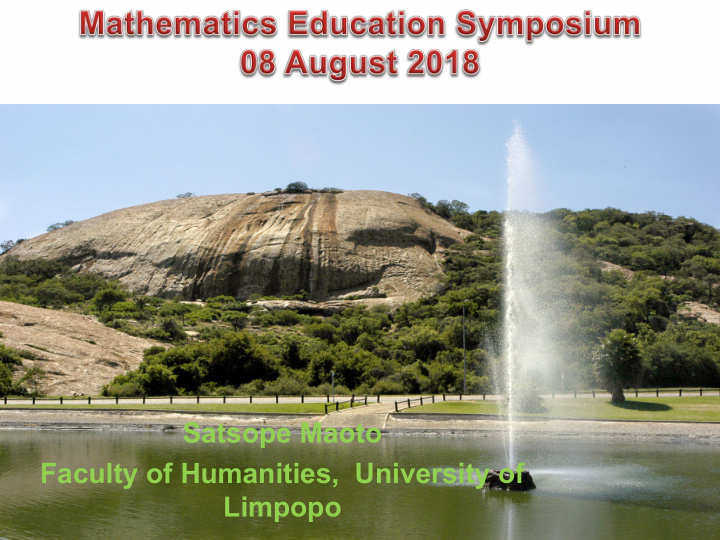 satsope maoto faculty of humanities university of limpopo