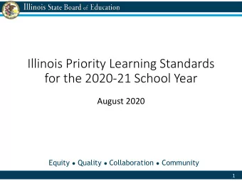 for the 2020-21 School Year  August 2020 Equity  Quality  Collaboration  Community  1