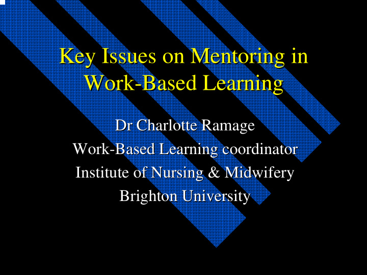 key issues on mentoring in key issues on mentoring in