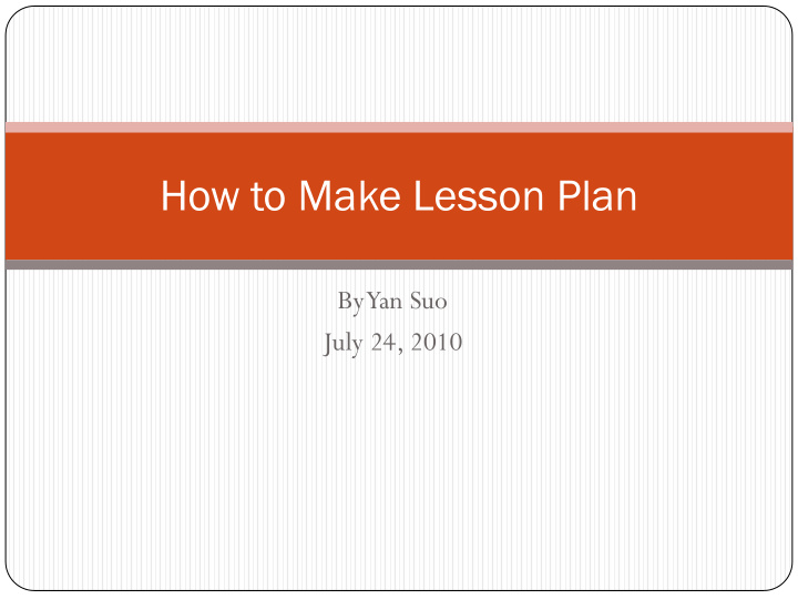 how to make lesson plan