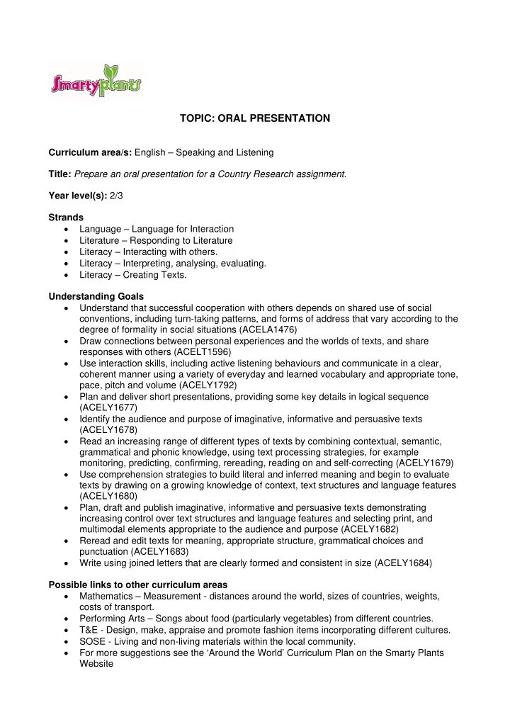 topic oral presentation