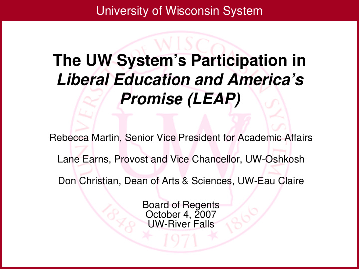 the uw system s participation in liberal education and