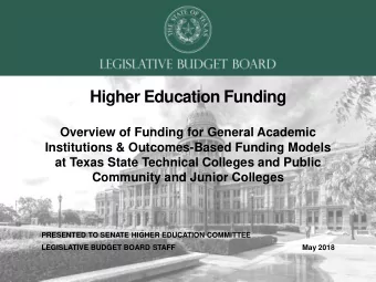 Higher Education Funding  Overview of Funding for General Academic  Institutions &amp;