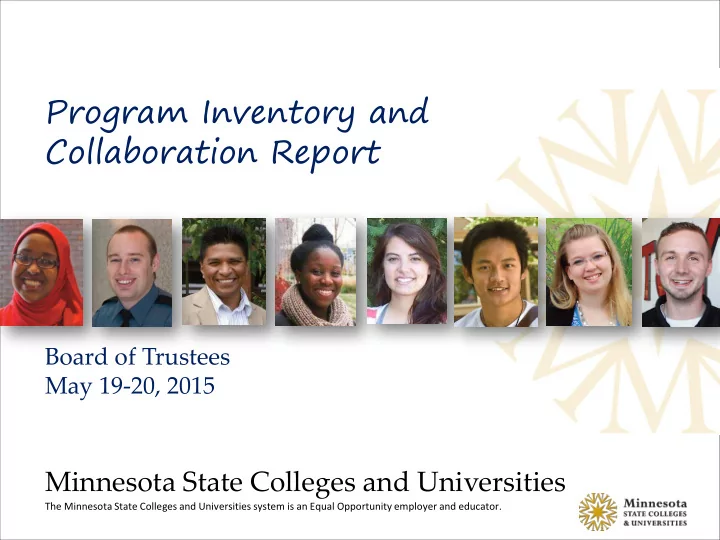 program inventory and collaboration report