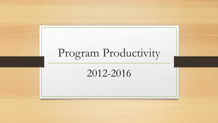 program productivity