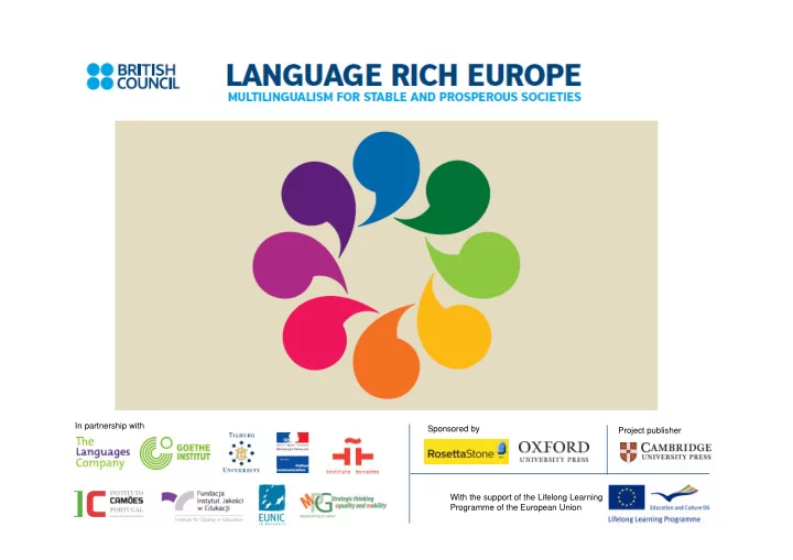 in partnership with sponsored by project publisher with