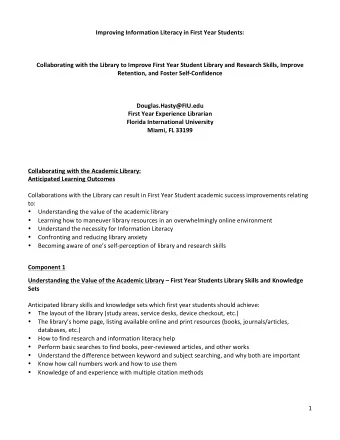 Improving  Information  Literacy  in  First  Year  Students: