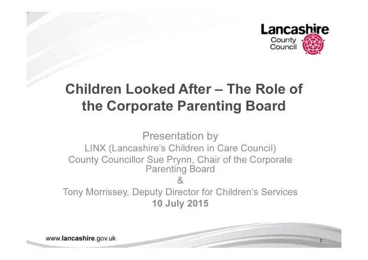 children looked after the role of the corporate parenting