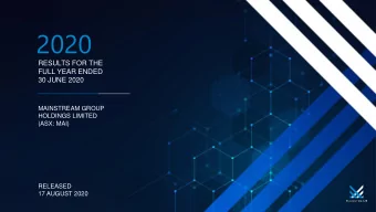 2020  RESULTS FOR THE  FULL YEAR ENDED  30 JUNE 2020  MAINSTREAM GROUP  HOLDINGS LIMITED  (ASX: