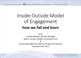 Inside-Outside Model  of Engagement  how we fail and learn  With  Jennifer Beatson, General Manager