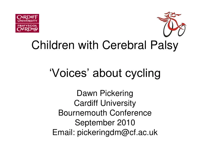 dawn pickering cardiff university bournemouth conference
