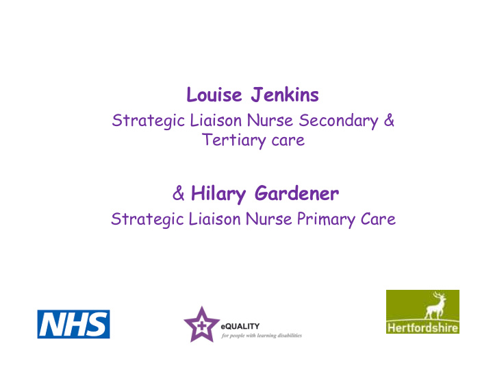 louise jenkins strategic liaison nurse secondary tertiary