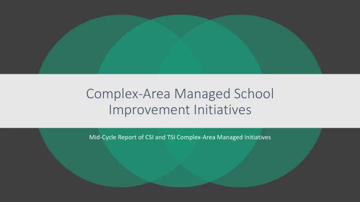 complex area managed school improvement initiatives
