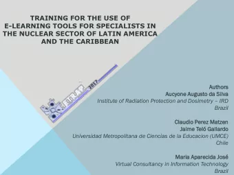 TRAINING FOR THE USE OF  E-LEARNING TOOLS FOR SPECIALISTS IN  THE NUCLEAR SECTOR OF LATIN AMERICA