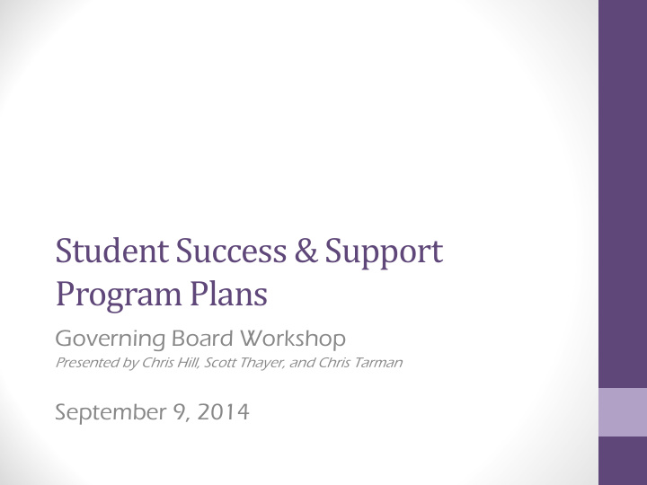 student success support program plans