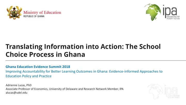 translating information into action the school choice