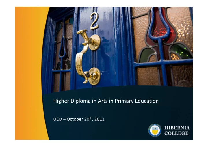 higher diploma in arts in primary education