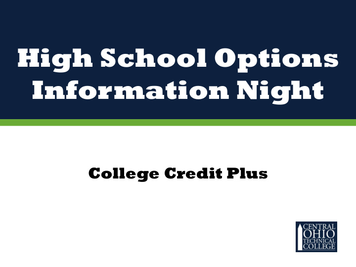 high school options information night