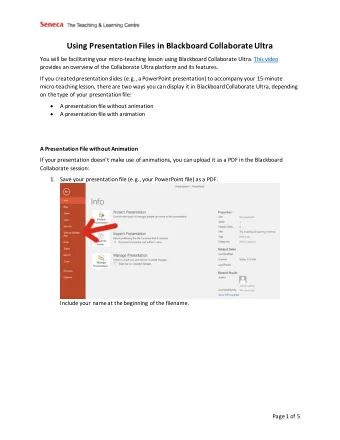 Using Presentation Files in Blackboard Collaborate Ultra  You will be facilitating your