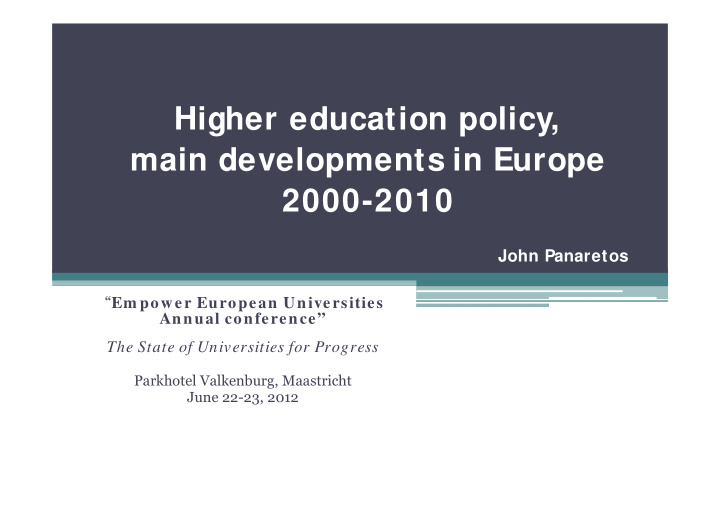 higher education policy main developments in europe 2000