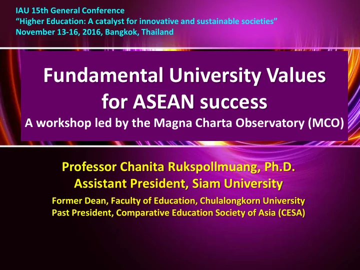 fundamental university values for asean success