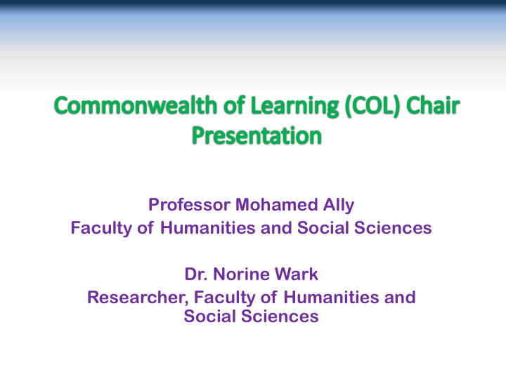 professor mohamed ally faculty of humanities and social