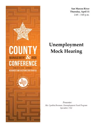 COUNTY  Mock Hearing MANAGEMENT &amp;  RISK  CONFERENCE APRIL 10-12, 2019 | SAN MARCOS  RESOURCES