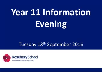 Year 11 Information  Evening Tuesday 13 th September 2016  Header Mr Lach  Deputy Headteacher