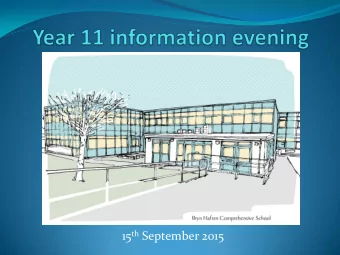 15 th September 2015  Welcome / purpose of event  Received feedback from parents  how