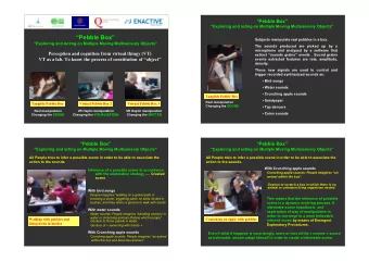 Pebble Box  Subjects manipulate real pebbles in a box.  Exploring and Acting on Multiple