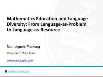 Mathematics Education and Language  Diversity: From Language-as-Problem  to Language-as-Resource