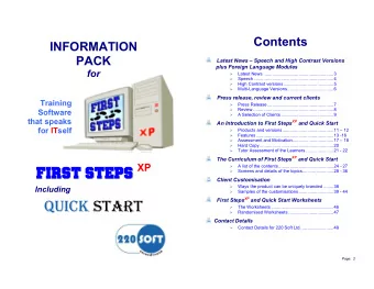 s XP  A list of the contents............................................24 - 27  Fi  ir  rs  st  t