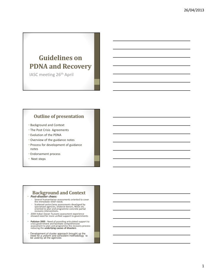 guidelines on pdna and recovery