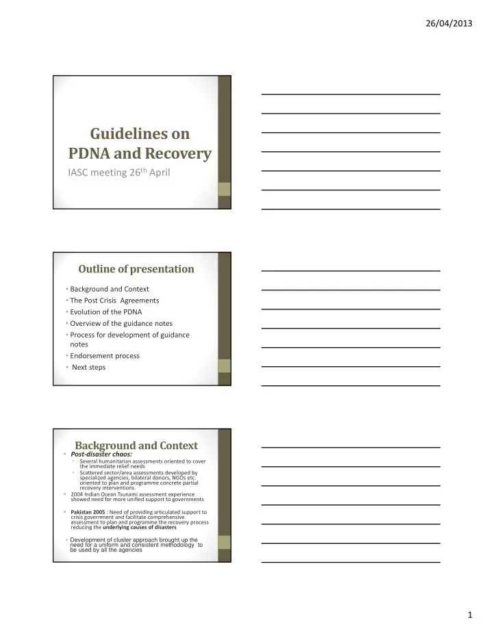 guidelines on pdna and recovery