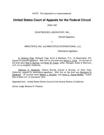 United States Court of Appeals for the Federal Circuit  2009-1481  SCANTIBODIES LABORATORY, INC.,