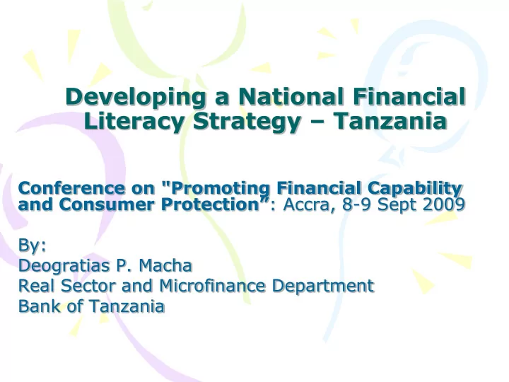 developing a national financial