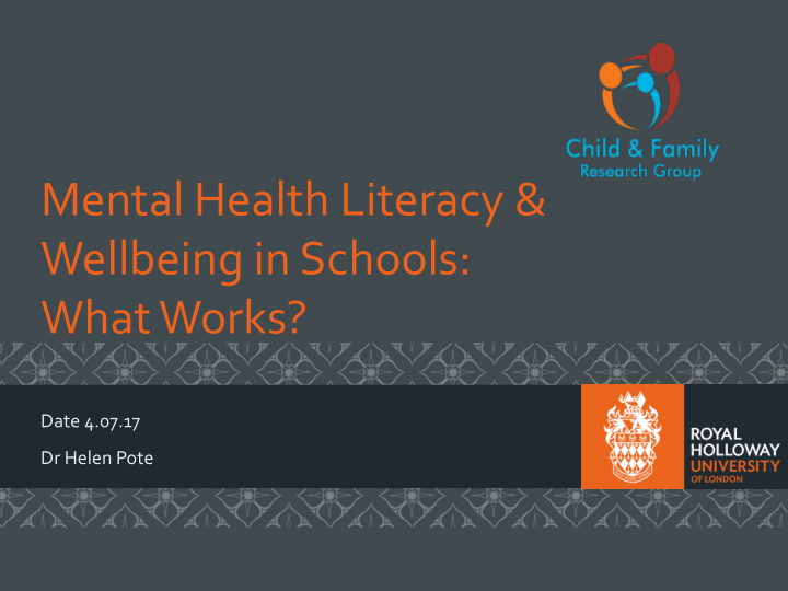 mental health literacy wellbeing in schools what works