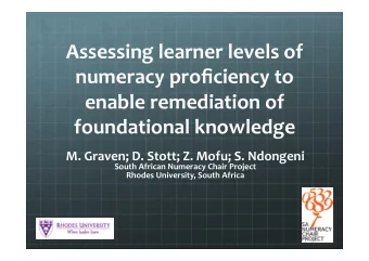 Assessing  learner  levels  of    numeracy  proficiency  to    enable