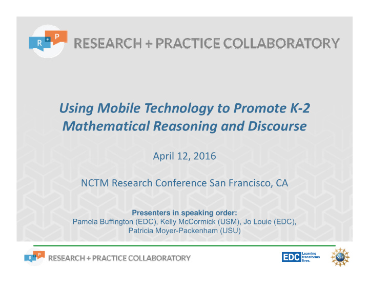 using mobile technology to promote k 2 mathematical