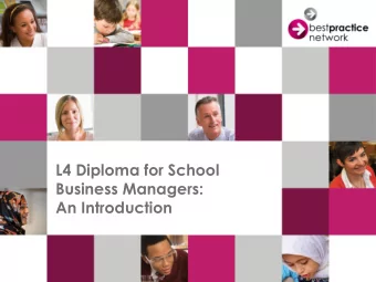 L4 Diploma for School  Business Managers:  An Introduction  Introductory Web Conference  Dean Boyce