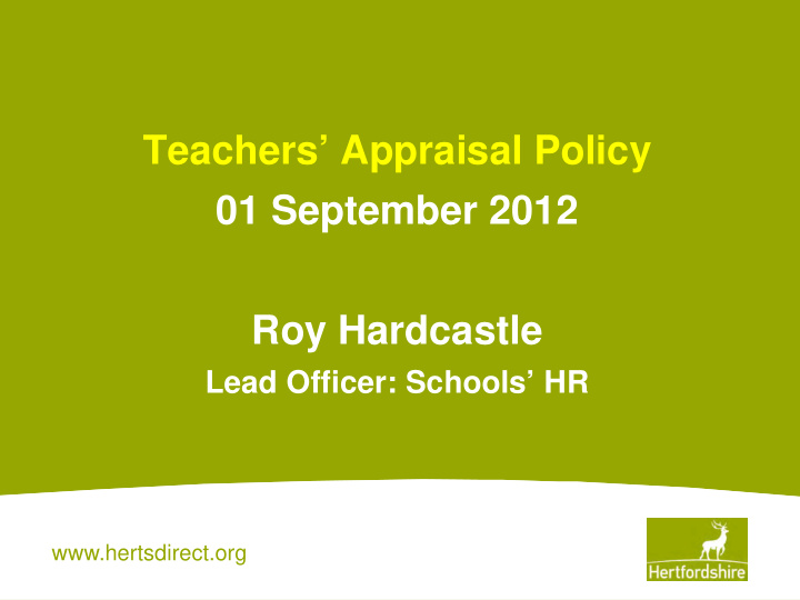 teachers appraisal policy 01 september 2012 roy hardcastle