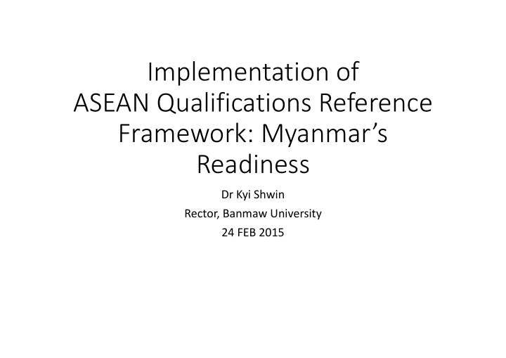 implementation of asean qualifications reference