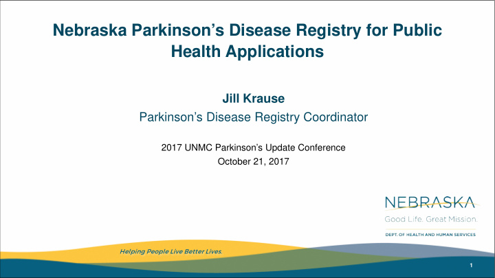nebraska parkinson s disease registry for public health