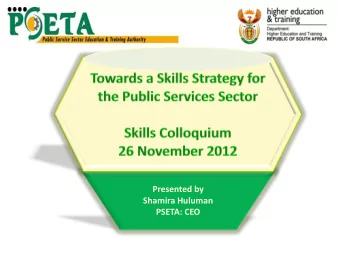 Presented by  Shamira Huluman  PSETA: CEO  Outline  Introduction  What questions are we trying to