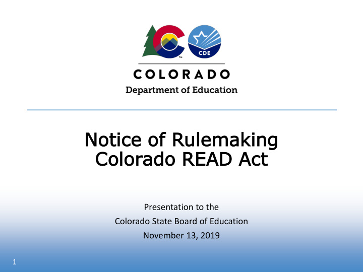 no notice ce o of rulemaking color olorado r read ac act