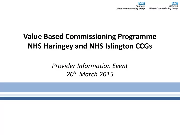 nhs haringey and nhs islington ccgs